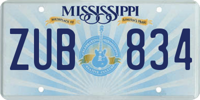 MS license plate ZUB834