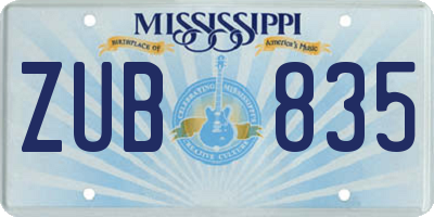 MS license plate ZUB835