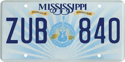 MS license plate ZUB840