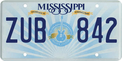 MS license plate ZUB842
