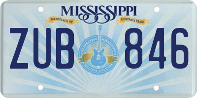 MS license plate ZUB846