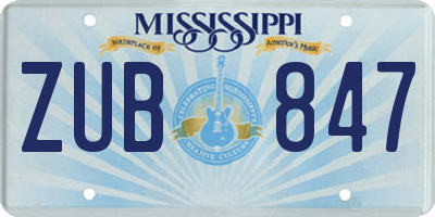 MS license plate ZUB847