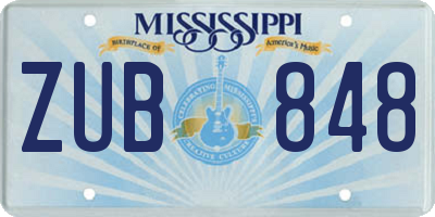 MS license plate ZUB848