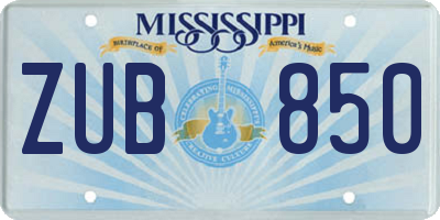 MS license plate ZUB850