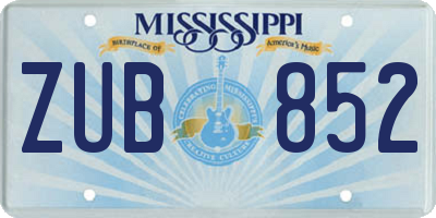 MS license plate ZUB852