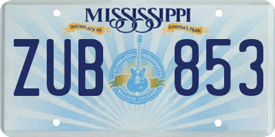 MS license plate ZUB853