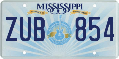 MS license plate ZUB854