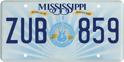 MS license plate ZUB859