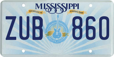 MS license plate ZUB860