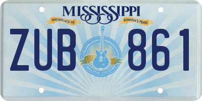 MS license plate ZUB861