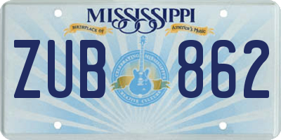 MS license plate ZUB862