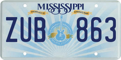 MS license plate ZUB863