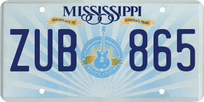 MS license plate ZUB865