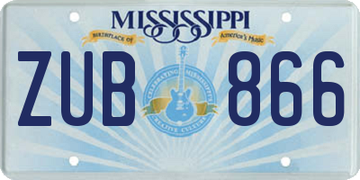 MS license plate ZUB866