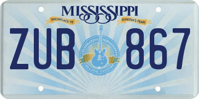 MS license plate ZUB867