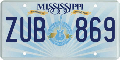 MS license plate ZUB869