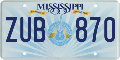 MS license plate ZUB870