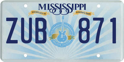 MS license plate ZUB871