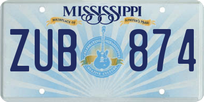 MS license plate ZUB874