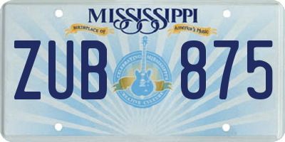 MS license plate ZUB875