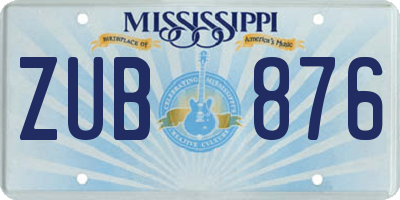 MS license plate ZUB876