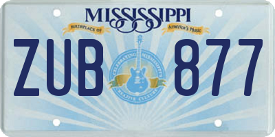MS license plate ZUB877