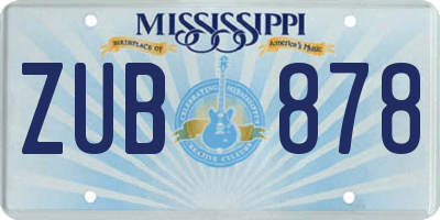 MS license plate ZUB878