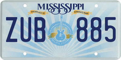 MS license plate ZUB885