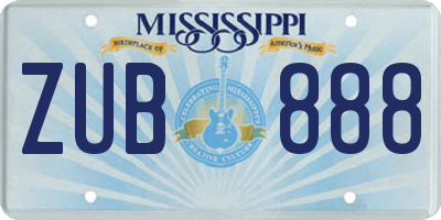 MS license plate ZUB888