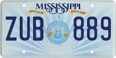 MS license plate ZUB889