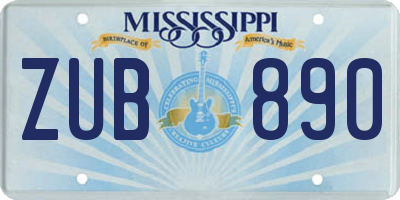 MS license plate ZUB890