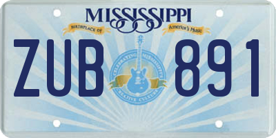 MS license plate ZUB891