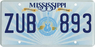 MS license plate ZUB893