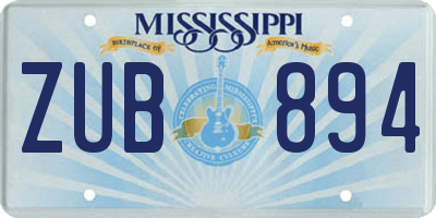 MS license plate ZUB894