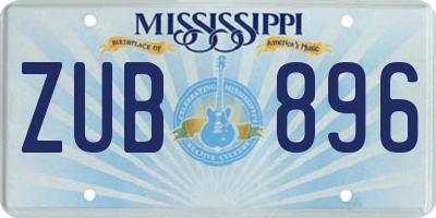 MS license plate ZUB896