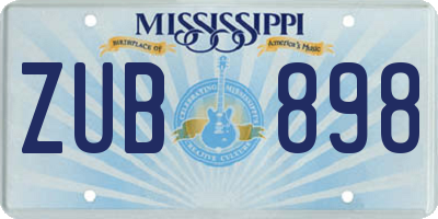 MS license plate ZUB898