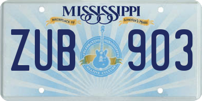 MS license plate ZUB903
