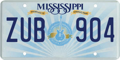 MS license plate ZUB904