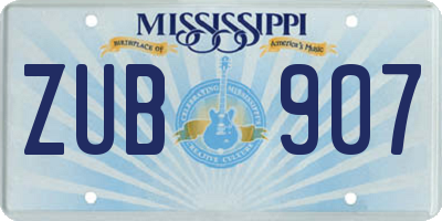 MS license plate ZUB907
