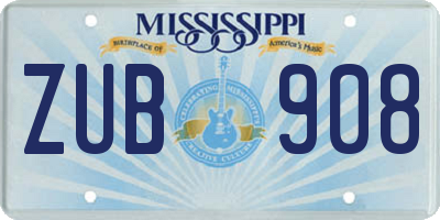 MS license plate ZUB908