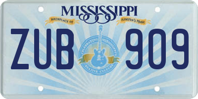 MS license plate ZUB909