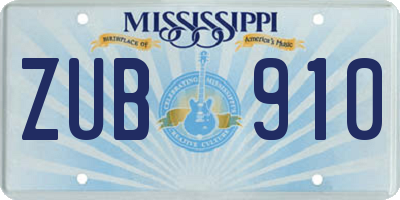 MS license plate ZUB910