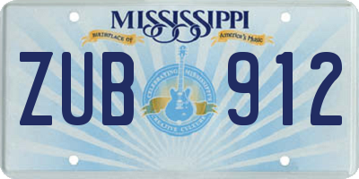 MS license plate ZUB912