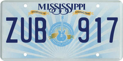 MS license plate ZUB917
