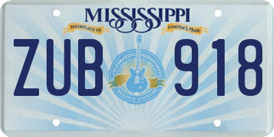 MS license plate ZUB918