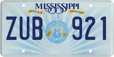 MS license plate ZUB921