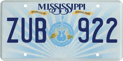 MS license plate ZUB922