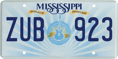 MS license plate ZUB923