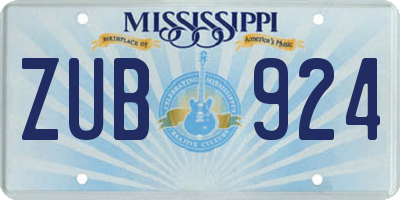 MS license plate ZUB924
