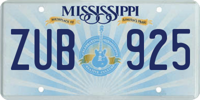 MS license plate ZUB925